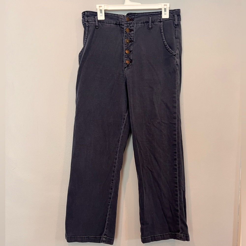 Anthropologie pilcro blue straight cut trousers